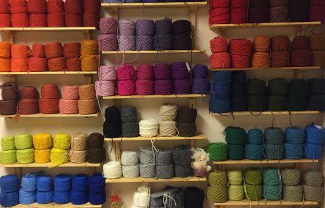 Color wall of yarn
